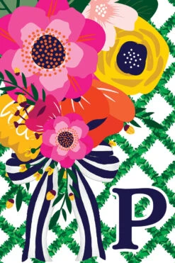 Monogram Floral Lattice Garden Flag -Simply Devine Gifts And Decor Shop 5450FM