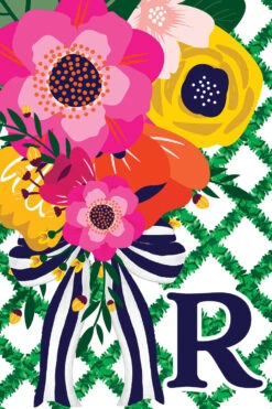 Monogram Floral Lattice Garden Flag -Simply Devine Gifts And Decor Shop 5451FM