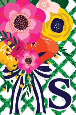 Monogram Floral Lattice Garden Flag -Simply Devine Gifts And Decor Shop 5452FM