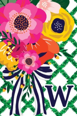 Monogram Floral Lattice Garden Flag