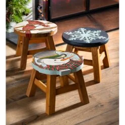 Hand-Carved Snow Flake Acacia Wood Footstool -Simply Devine Gifts And Decor Shop 59a33 3