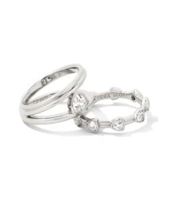 ARDEN TRIPLE RING SET RHODIUM WHITE CRYSTAL