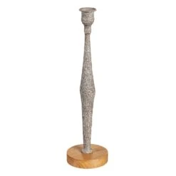 Metal Candlestick Holder With Wood Base, Set Of 3 -Simply Devine Gifts And Decor Shop 8chm309 2