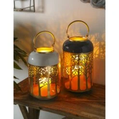 Lasercut Metal Lanterns, Set Of 2