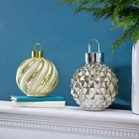 Season To Sparkle LED Table Decor Ornament Shaped Rotating Glass, 12.25"H