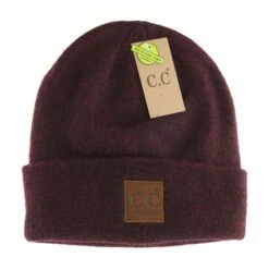 Unisex Soft Ribbed Leather Patch C.C. Beanie -Simply Devine Gifts And Decor Shop HTM902103