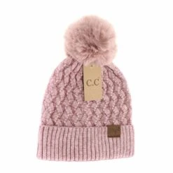 Woven Cable Knit Cuffed Matching Fur Pom C.C Beanie -Simply Devine Gifts And Decor Shop Hat386103 2542x d6067c36 2021 4662 aa04 9f2bb6ea5144