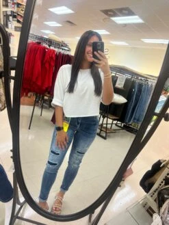 OMG ZoeyZip Skinny Denim Patch Medium Denim