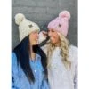 Woven Cable Knit Cuffed Matching Fur Pom C.C Beanie