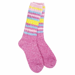 Weekend Ragg Crew -Simply Devine Gifts And Decor Shop WRAGGCRW 306 IbisRoseStripe