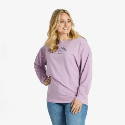 Women's Life Is Good Positive Lifestyle Brand Crusher-FLEX Oversized Crew