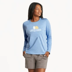 Women's Pine Tree Sunrise Long Sleeve Active Tee