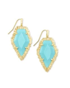 TESSA DROP EARRING GOLD LIGHT BLUE MAGNESITE
