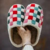 Multicolored Checkered Slippers -Simply Devine Gifts And Decor Shop best slippers for women white checkered pattern 32f3e5d0 730f 46b3 8281 38bacc97bb97