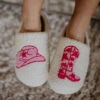 Boot And Cowgirl Hat Slippers -Simply Devine Gifts And Decor Shop cowgirl boot and hat pink slippers