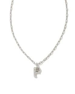 CRYSTAL LETTER SHORT PENDANT NECKLACE SILVER WHITE CZ -Simply Devine Gifts And Decor Shop f90879e06275ea50c866fae10088fea4