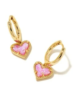 Ari Heart Huggie Earrings 15 Ari Heart Huggie Earrings -Simply Devine Gifts And Decor Shop kendra scott ari heart huggie earrings gold bubblegum pink kyocera opal 00