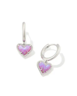 Ari Heart Huggie Earrings 17 Ari Heart Huggie Earrings -Simply Devine Gifts And Decor Shop kendra scott ari heart huggie earrings rhodium bubble gum op10 a 00