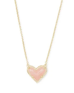 ARI HEART PENDANT NECKLACE -Simply Devine Gifts And Decor Shop kendra scott ari heart necklace rose quartz 00 lg