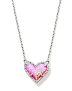 ARI HEART PENDANT NECKLACE -Simply Devine Gifts And Decor Shop kendra scott ari heart short pendant necklace rhodium bubble gum op10 a 00