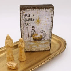 Handpainted Fabric/Wd Nativity Block, Sleep In Heavenly Peace©Tawnya Norton
