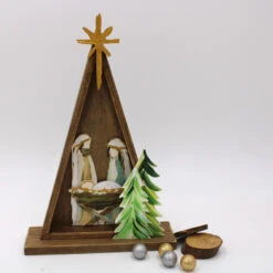 Layered Wood Tabletop W/ Star, Evergreen Nativity ©Haley Bush