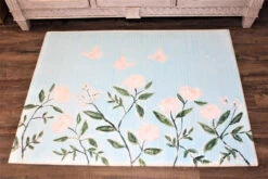47x35" Bamboo Mat, Wildflowers With Butterflies Blue Sky ©Tawnya Norton
