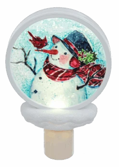 Watercolor Snowman Shimmer Disk LED Night Light