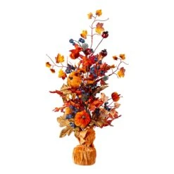 Harvest Pumpkin Table Top Décor With Velvet