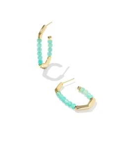 SYLVIA HOOP EARRINGS GOLD TEAL AMAZONITE