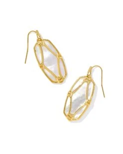 ELLE LATTICE FRAME DROP EARRINGS GOLD