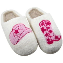 Boot And Cowgirl Hat Slippers -Simply Devine Gifts And Decor Shop western cute cowgirl slippers
