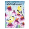 Bright Flowers And Finches Garden Textured Suede Flag